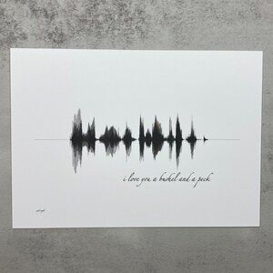 NEW I Love You A Bushel Soundwave Wall Art Print 5x7in Black White Minimalist